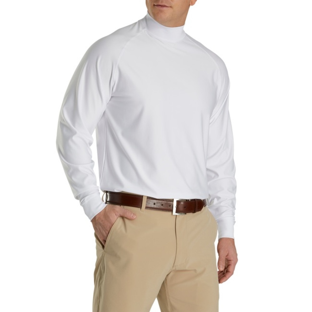 Mens FJ FootJoy 2X White Golf Athletic Long Sleeve stretch mock neck